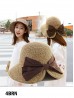 Wide Brim V-Back Summer Hat W/ Ribbon Bow 